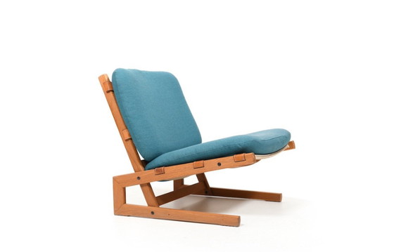 Image 1 of Deense eiken fauteuil met lederen details, 1960