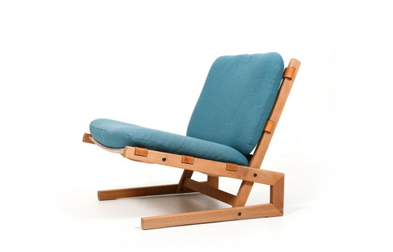 Image 1 of Deense eiken fauteuil met lederen details, 1960