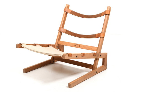 Image 1 of Deense eiken fauteuil met lederen details, 1960