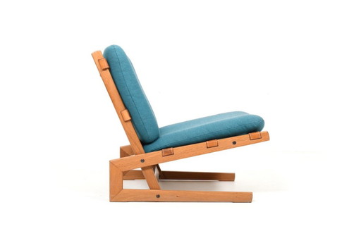 Deense eiken fauteuil met lederen details, 1960