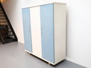 Vintage kledingkast Rawi 3 deurs blauw crème
