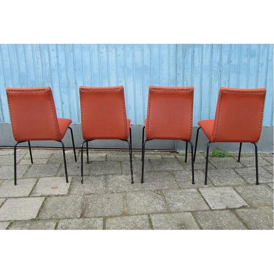 Image 1 of Set van 4 vintage stoelen van metaal en kunstleer van Pierre Guariche voor Meurop, België 1960