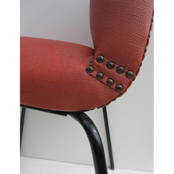 Image 1 of Set van 4 vintage stoelen van metaal en kunstleer van Pierre Guariche voor Meurop, België 1960