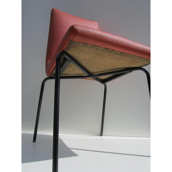 Image 1 of Set van 4 vintage stoelen van metaal en kunstleer van Pierre Guariche voor Meurop, België 1960