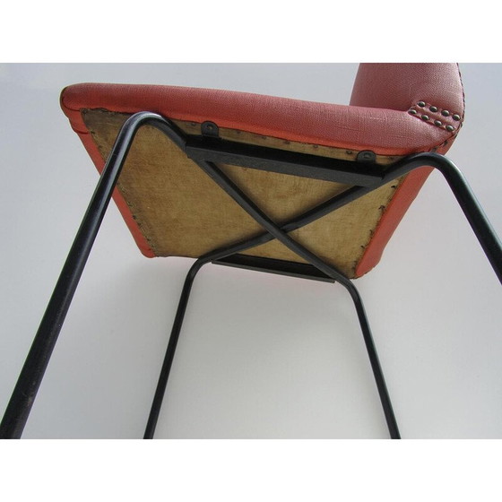 Image 1 of Set van 4 vintage stoelen van metaal en kunstleer van Pierre Guariche voor Meurop, België 1960