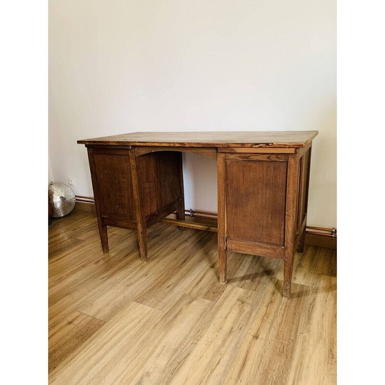 Image 1 of Vintage massief houten boekhoudbureau met 3 laden