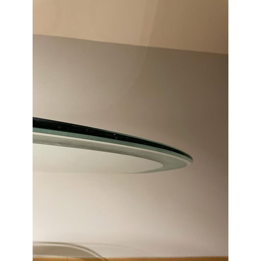 Vintage tafel "alto" in wit leer en glas door Tobia Scarpa voor B&B Italia, 1973