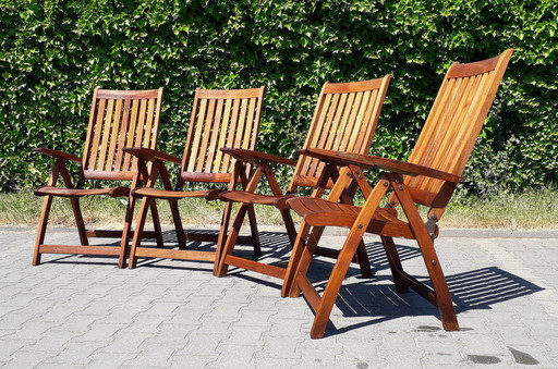 4 Teak and Garden Ocean Recliners, inklapbaar