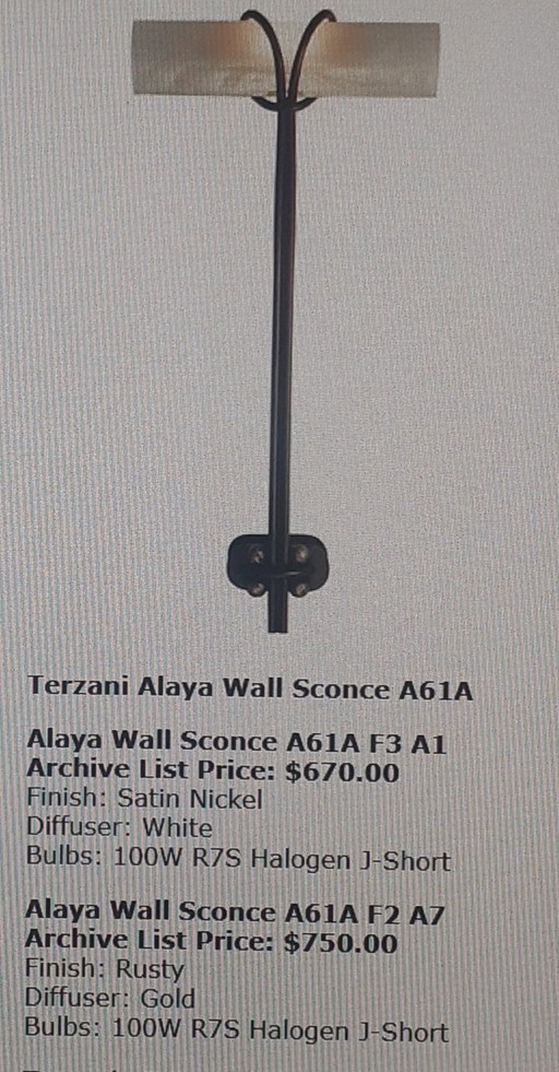 2X Terzani Alaya Wall Scone vintage muurlamp