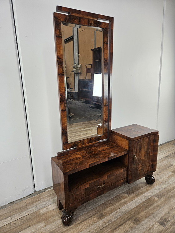 Image 1 of Art Decò Briar Console Met Spiegel