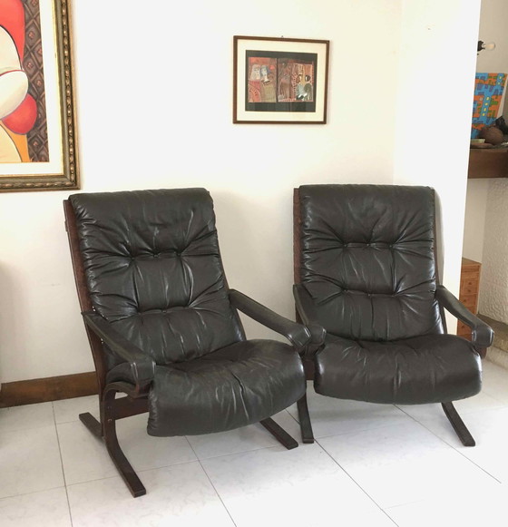Image 1 of Twee Siesta fauteuils van Ingmar Relling voor Westnofa Noorwegen 1960