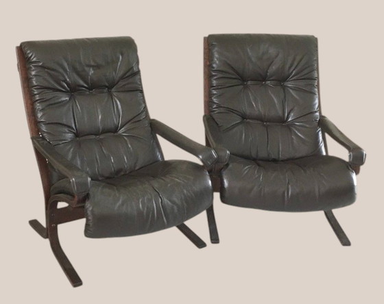 Image 1 of Twee Siesta fauteuils van Ingmar Relling voor Westnofa Noorwegen 1960