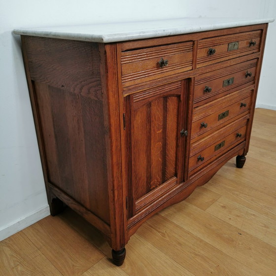 Image 1 of Vintage Frans Dressoir Commode, Ladekast Badkamermeubel Met Marmer Blad