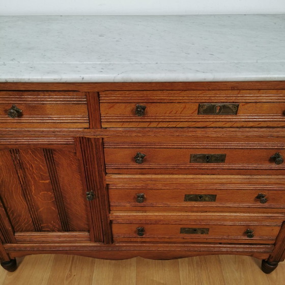 Image 1 of Vintage Frans Dressoir Commode, Ladekast Badkamermeubel Met Marmer Blad