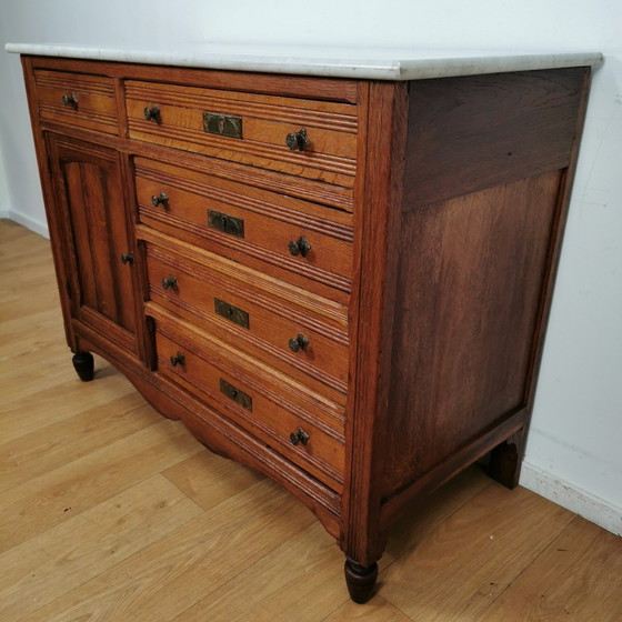 Image 1 of Vintage Frans Dressoir Commode, Ladekast Badkamermeubel Met Marmer Blad