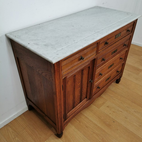 Image 1 of Vintage Frans Dressoir Commode, Ladekast Badkamermeubel Met Marmer Blad