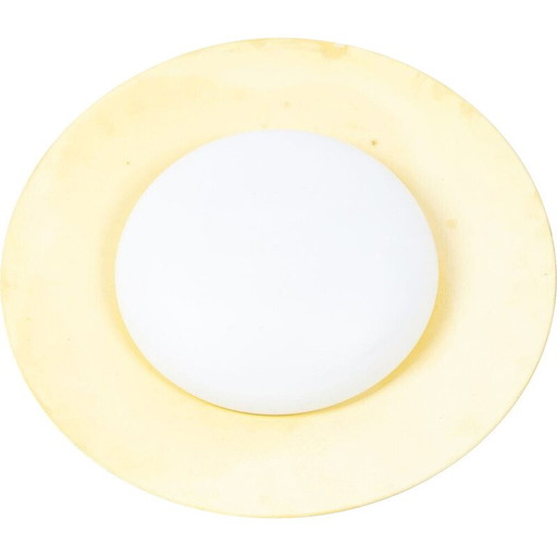 Vintage plafondlamp in geel en wit metaal, Duitsland 1950