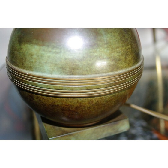 Image 1 of Vintage lamp in gepatineerd brons en leer, Denemarken 1930