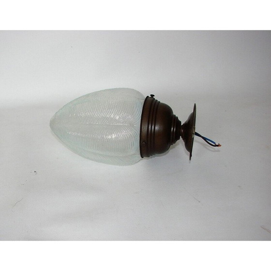 Image 1 of Vintage hanglamp van messing en glas, 1920