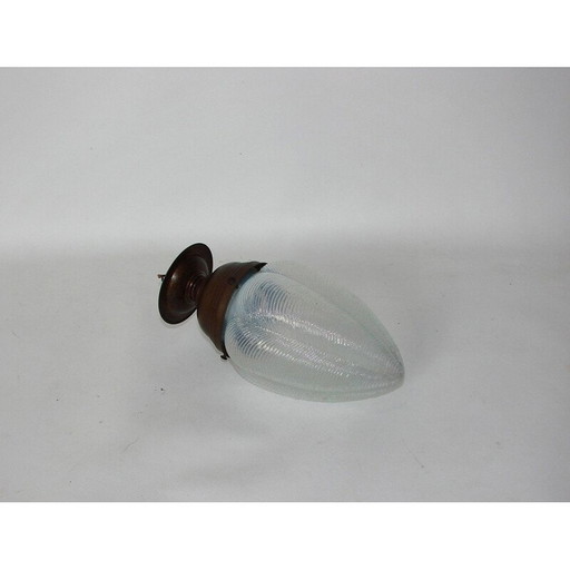 Vintage hanglamp van messing en glas, 1920