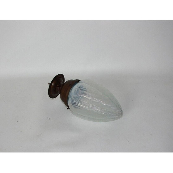 Image 1 of Vintage hanglamp van messing en glas, 1920