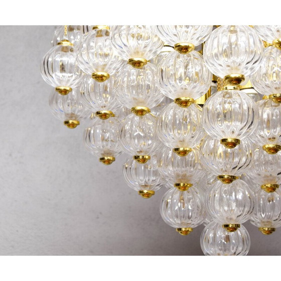 Image 1 of Mid century Italiaanse Murano glazen bubbels en messing kroonluchter van Paolo Venini, 1960