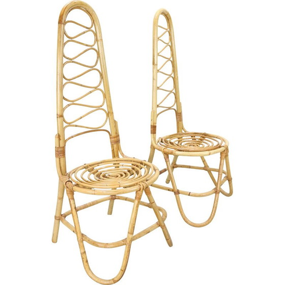 Image 1 of Paar vintage bamboestoelen toegeschreven aan Eddie Hoekstra, 1960