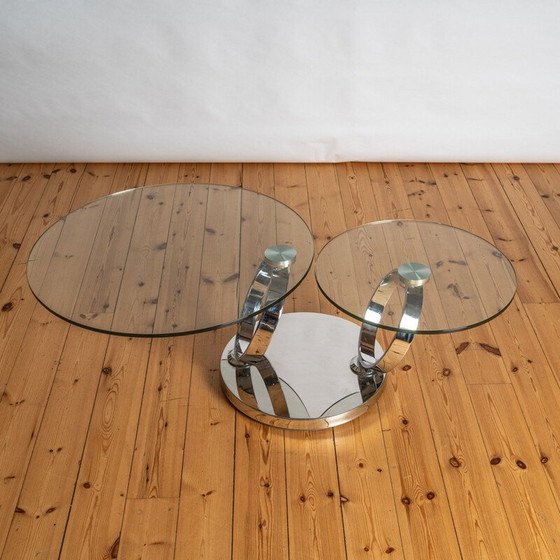 Image 1 of Vintage salontafel van glas en chroom, 1980
