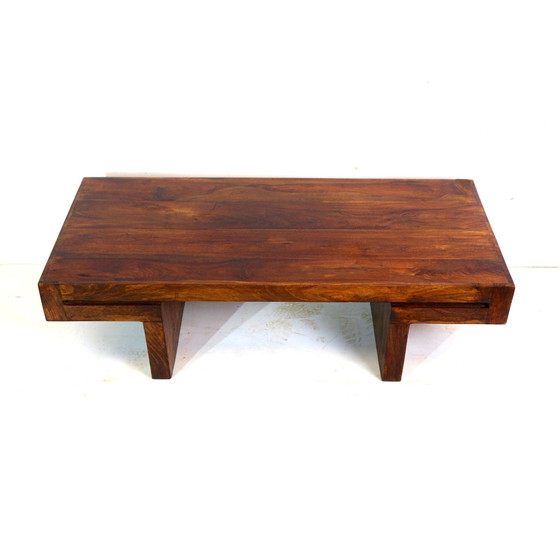 Image 1 of Japandi Wood Brutalist Low Coffee Table