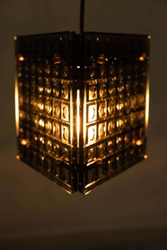 Image 1 of Midmod 3hoek hanglamp glas, smoked glass Kronobergs pendant