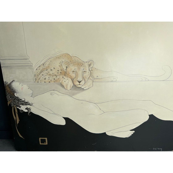 Image 1 of Paar vintage gouaches van Tony Warren, 1980