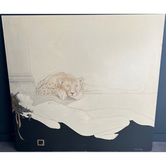 Image 1 of Paar vintage gouaches van Tony Warren, 1980