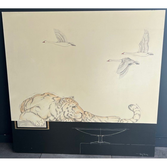 Image 1 of Paar vintage gouaches van Tony Warren, 1980