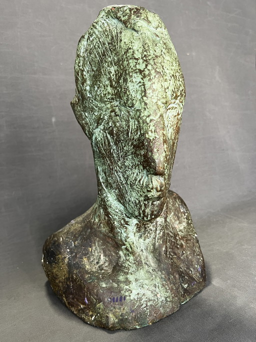 Buste Sculptuur. Pablo Alonso Herraiz, Sevilla, Malaga, 41 cm. Faunhoofd 1994