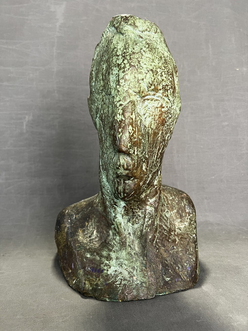 Buste Sculptuur. Pablo Alonso Herraiz, Sevilla, Malaga, 41 cm. Faunhoofd 1994