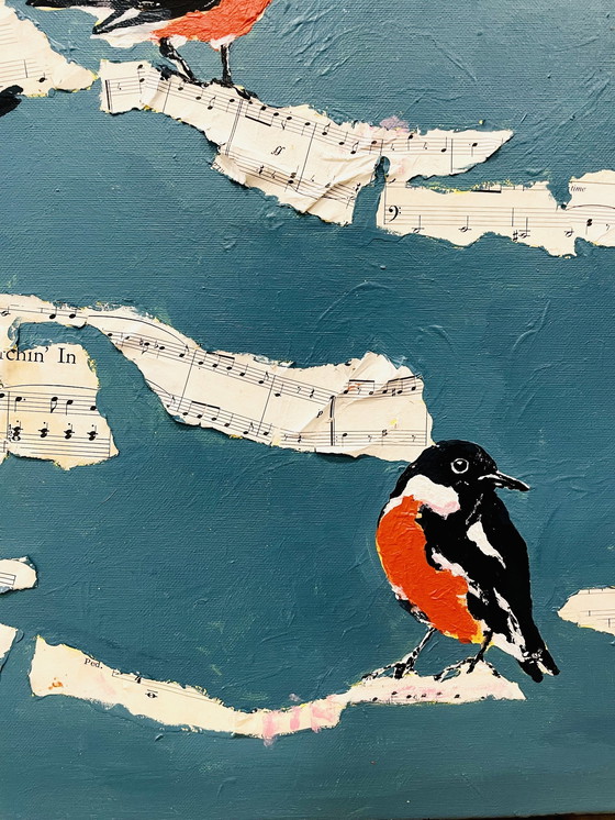 Image 1 of Schilderij Roodborsttappuiten