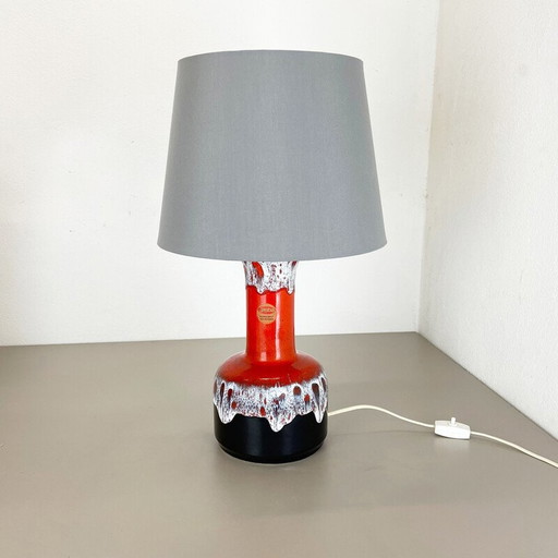 Vintage kleurrijke dikke lava aardewerk tafellamp van Jasba Ceramics, Duitsland 1970