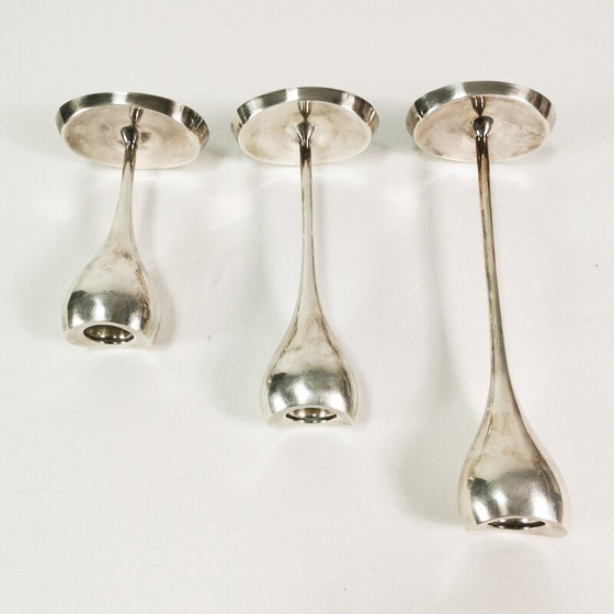 Image 1 of Set van 3 vintage modernistische "tulp" kandelaars van Kronen, Denemarken 1970