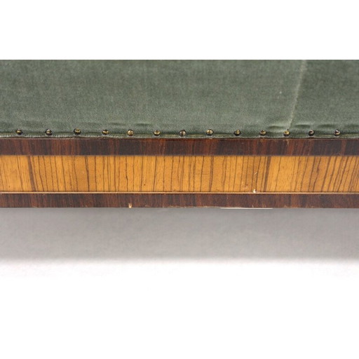 Scandinavische vintage 3-zitsbank van rozenhout en fluweel voor het Zweedse Grace huis, Zweden 1930