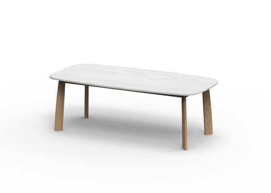 Image 1 of Massief Eiken Tafel, Wit Gebeitst Blad, Design Sylvain Willenz Voor Quodes