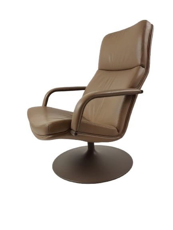 Image 1 of Artifort Draaifauteuil F182 Bruin Leer | Swivel Chair Leather