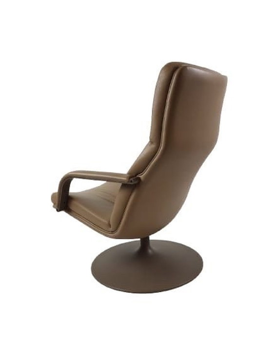 Image 1 of Artifort Draaifauteuil F182 Bruin Leer | Swivel Chair Leather