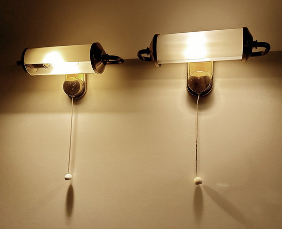 Image 1 of 2X Art Deco Glazen Leeslampen