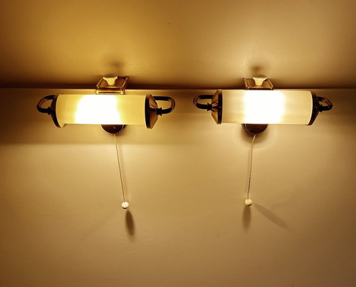 2X Art Deco Glazen Leeslampen