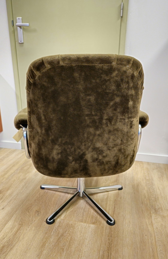 Image 1 of Vintage Tv Stoeltje Draaifauteuil Fauteuil Stoel Chrome 