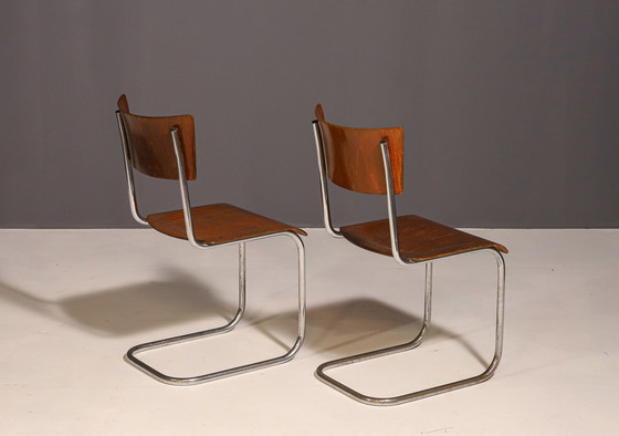 Image 1 of Paar Bauhaus stoel S43 van Mart Stam voor Kovona, 1950´S