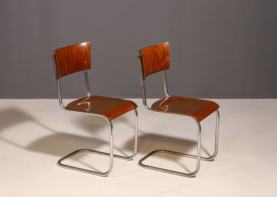 Image 1 of Paar Bauhaus stoel S43 van Mart Stam voor Kovona, 1950´S