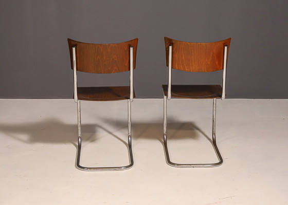 Image 1 of Paar Bauhaus stoel S43 van Mart Stam voor Kovona, 1950´S