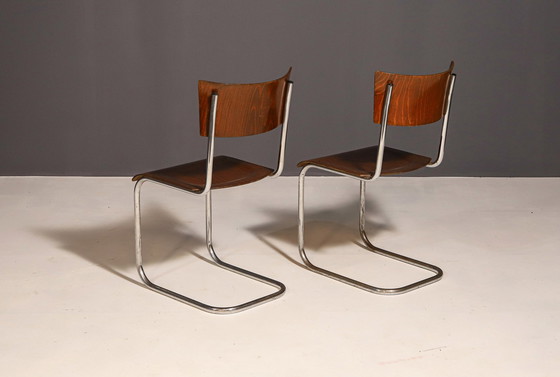 Image 1 of Paar Bauhaus stoel S43 van Mart Stam voor Kovona, 1950´S