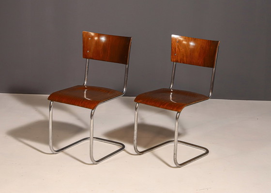 Image 1 of Paar Bauhaus stoel S43 van Mart Stam voor Kovona, 1950´S